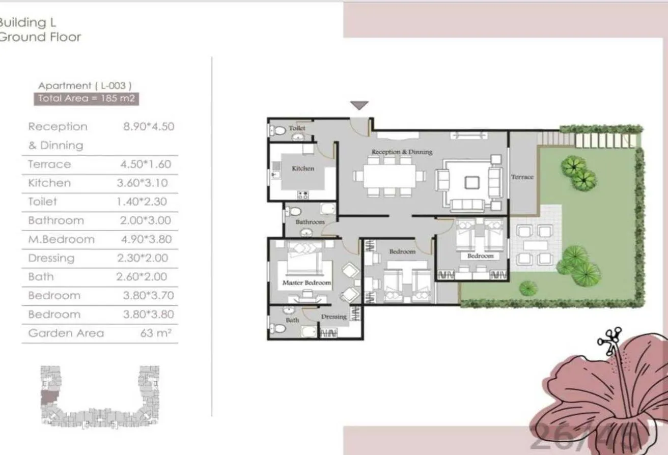Sale in 11th District: in old Zayed, 2M dp OVER 96M, Ground Apartment180M