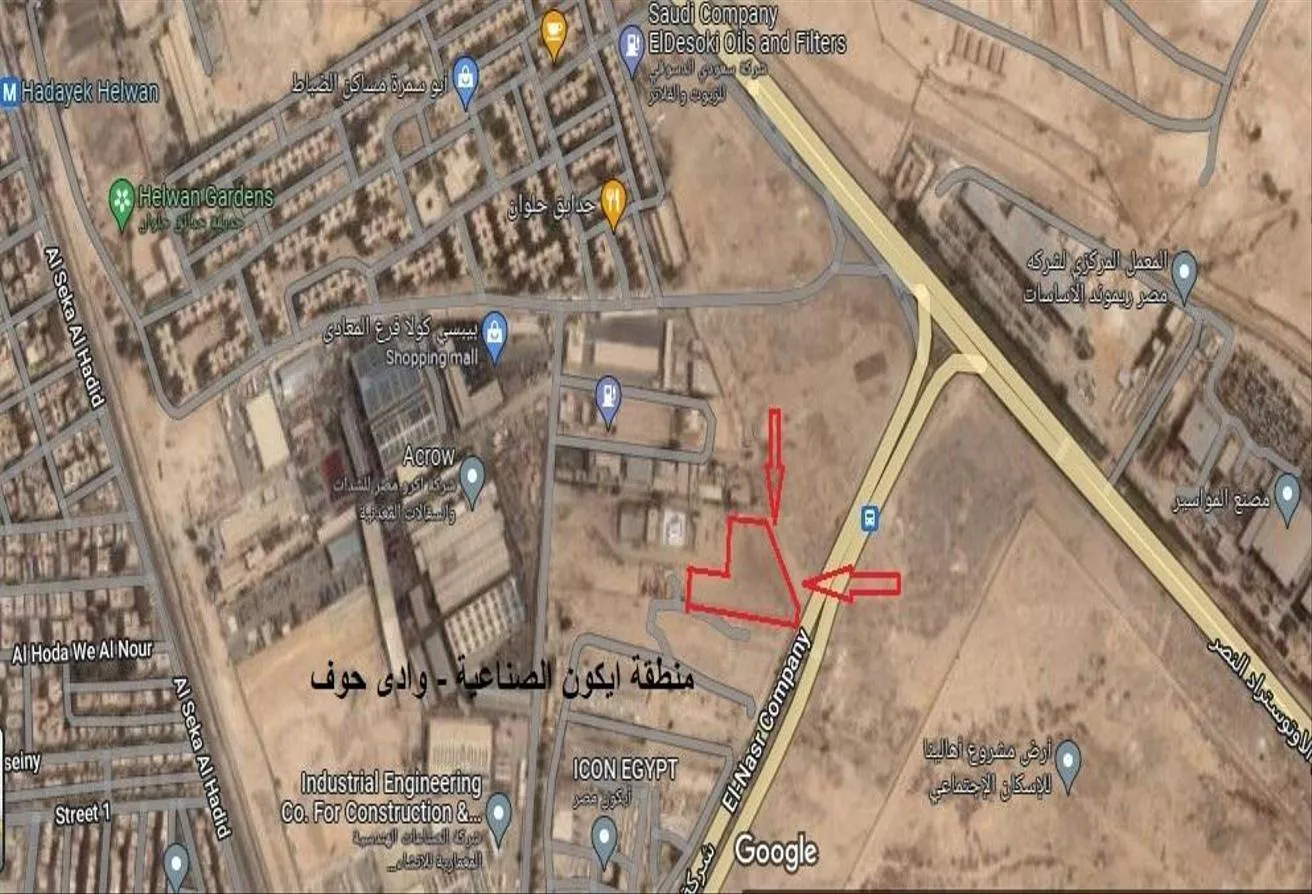 Rent in Wadi Houf: ارض صناعى للايجار 2249 م طريق الاتوستراد حلوان