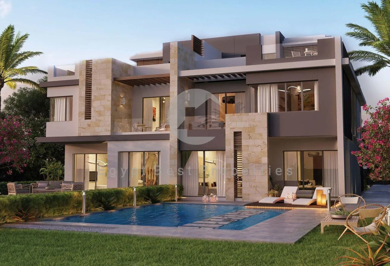 Sale in Palm Hills Golf Extension: Twin House Lake View Immediate Delivery (Tawny)