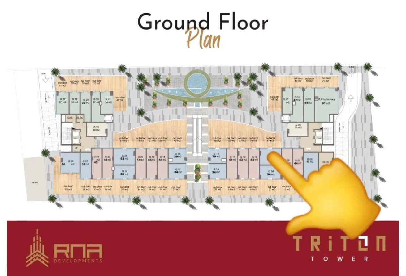 Sale in Triton Tower: Ground floor store facing plaster in Triton Tower