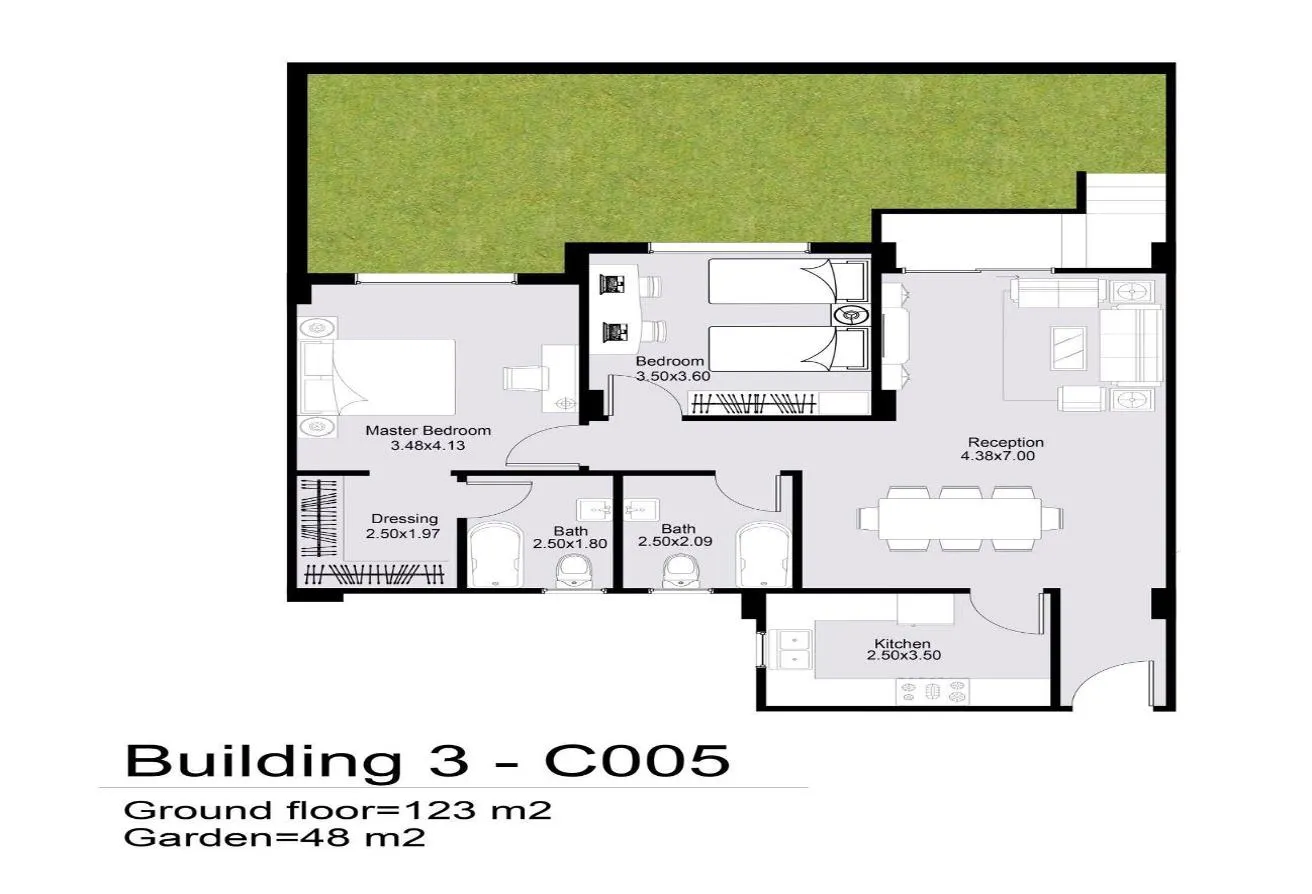Sale in Green Revolution: Ground floor apartment with garden in Zayed 123M