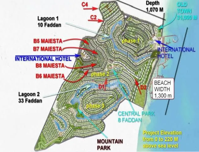 Sale in IL Monte Galala: Chalet directly on sea, first row, on the Lagon